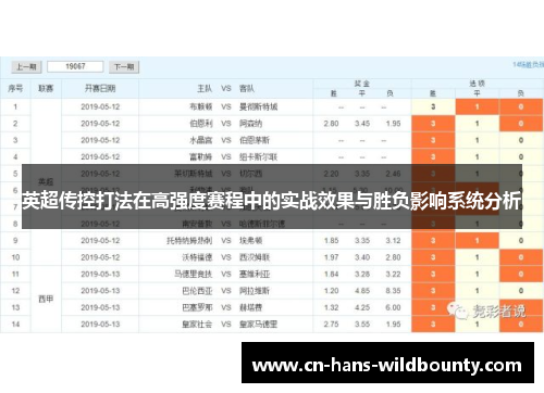 英超传控打法在高强度赛程中的实战效果与胜负影响系统分析